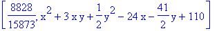 [8828/15873, x^2+3*x*y+1/2*y^2-24*x-41/2*y+110]